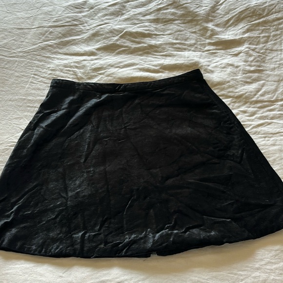 Free People Black Velvet A Line Mini Skirt with Zipper - Picture 2 of 4